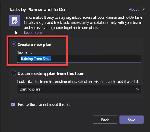 Screenshot of Tasks by Planer and To Do showing how to create a plan