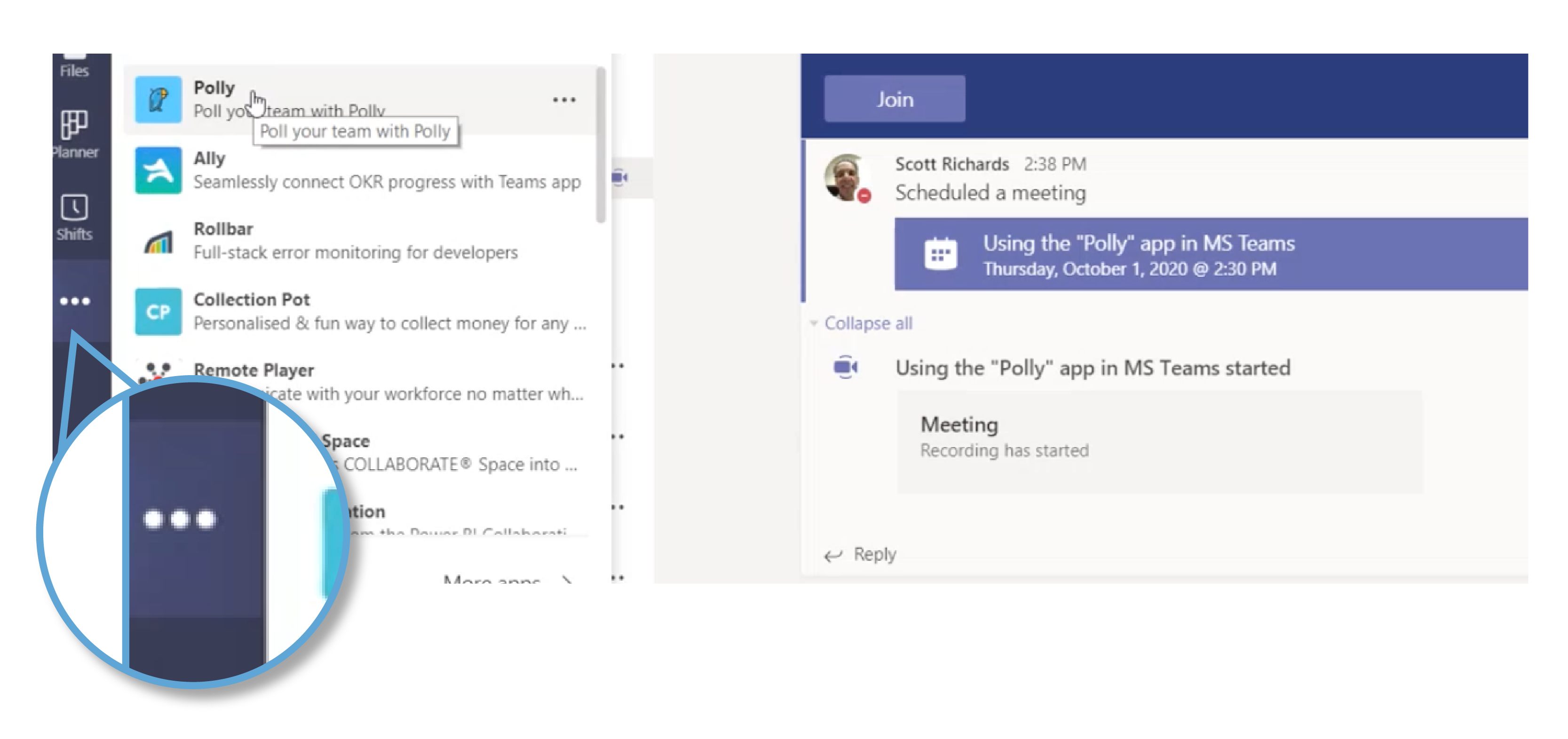 screenshot of navigation bar in Microsoft Teams